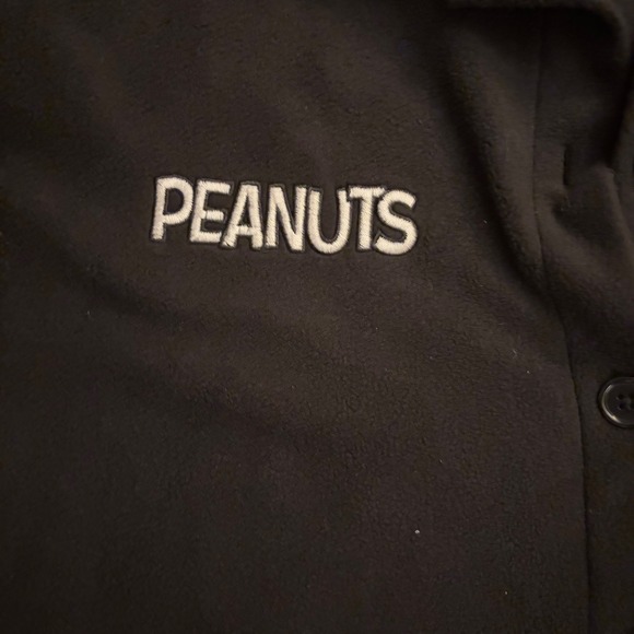 Peanuts Snoopy Charlie Brown Lucy Fleece Button Up Shirt Black Unisex Size S - Picture 3 of 6